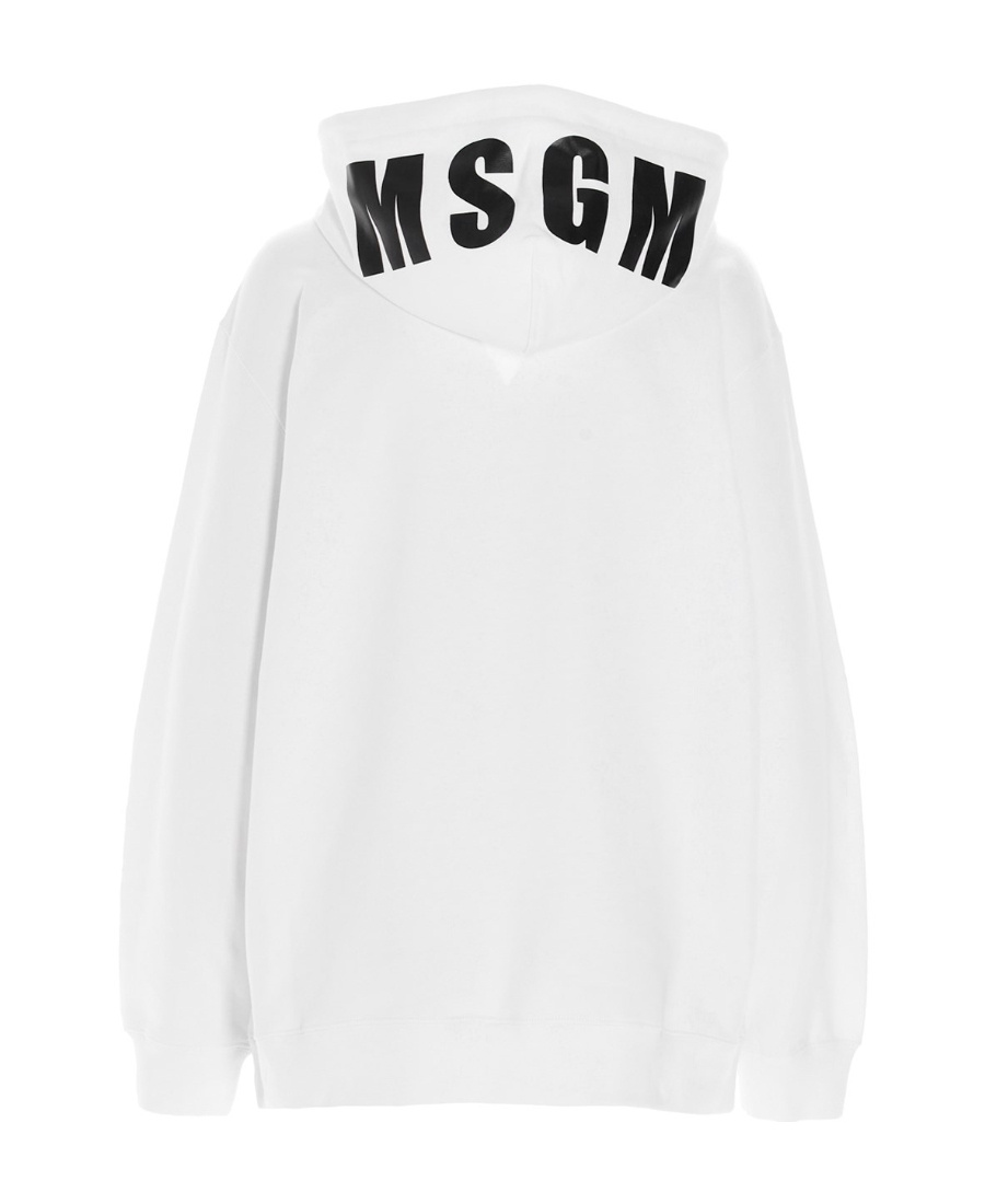 Msgm Logo Hooded Sweater In White
