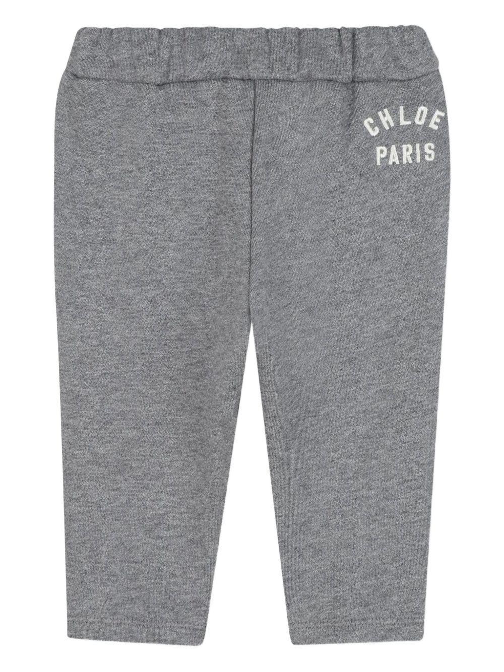 Chloé Logo-embroidered Track Pants In Gray