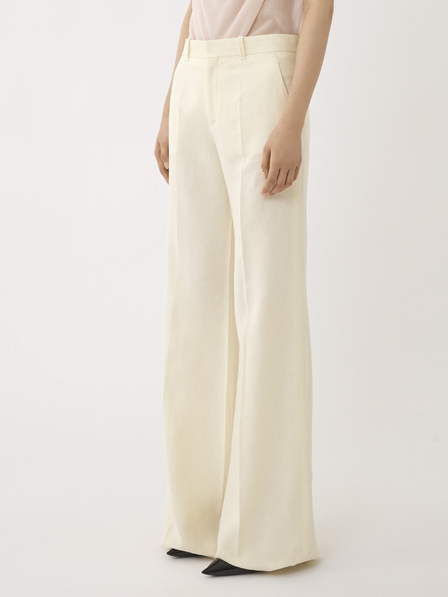 Chloé Wide-leg Linen Trousers In White