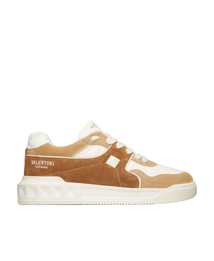 Valentino One Stud Xl Leather Sneakers In White