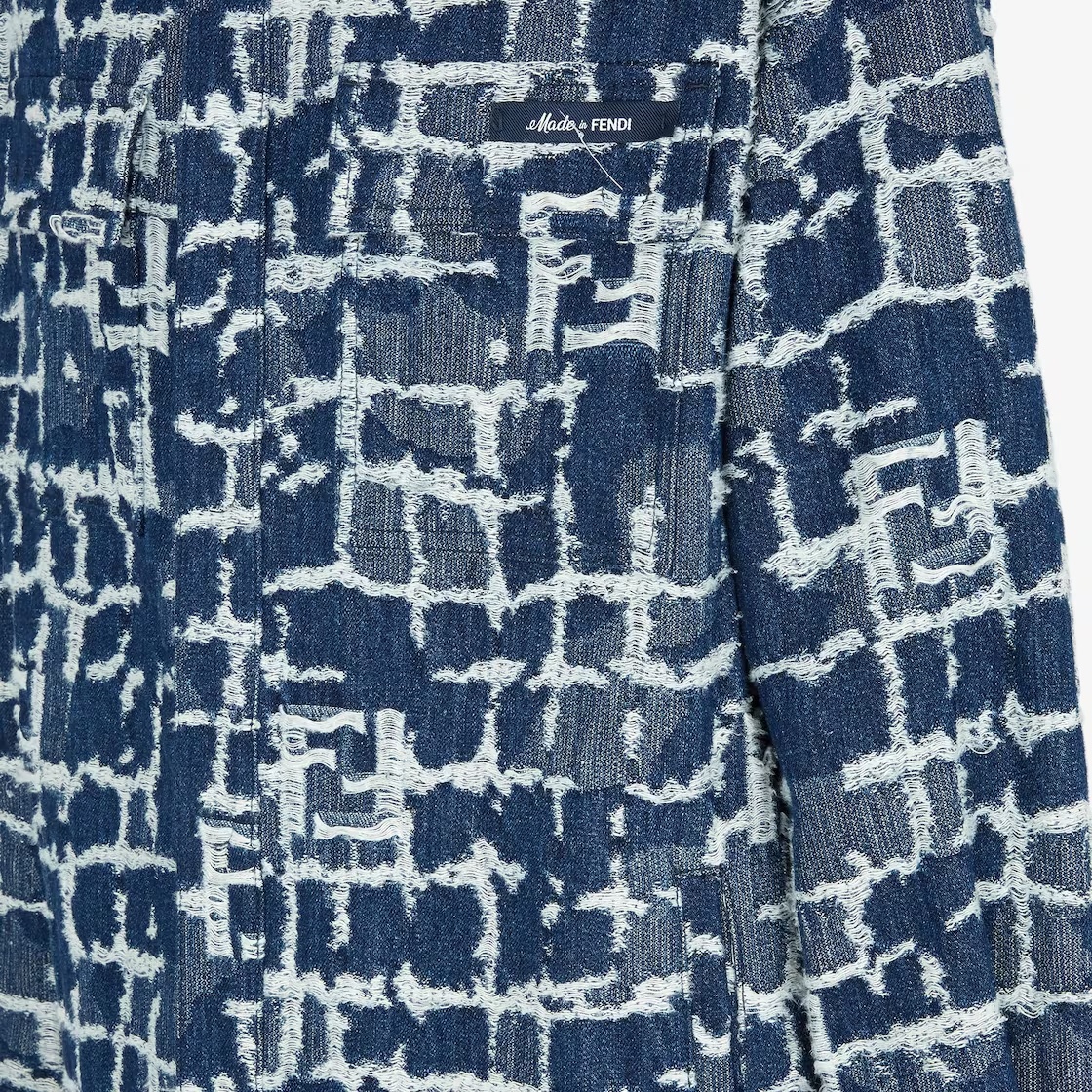 Fendi Ff-pattern Denim Shirt Jacket In Blue