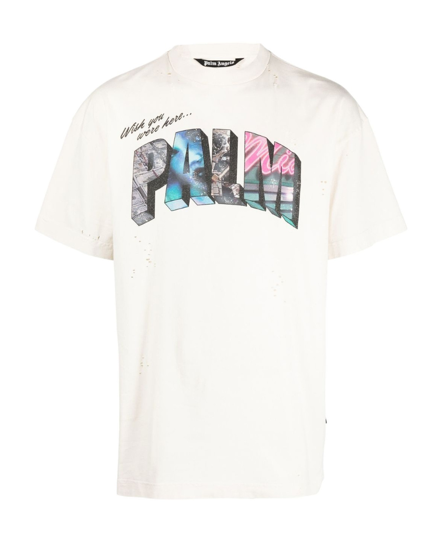 PALM ANGELS PALM ANGELS LOGO PRINTED CREWNECK T-SHIRT