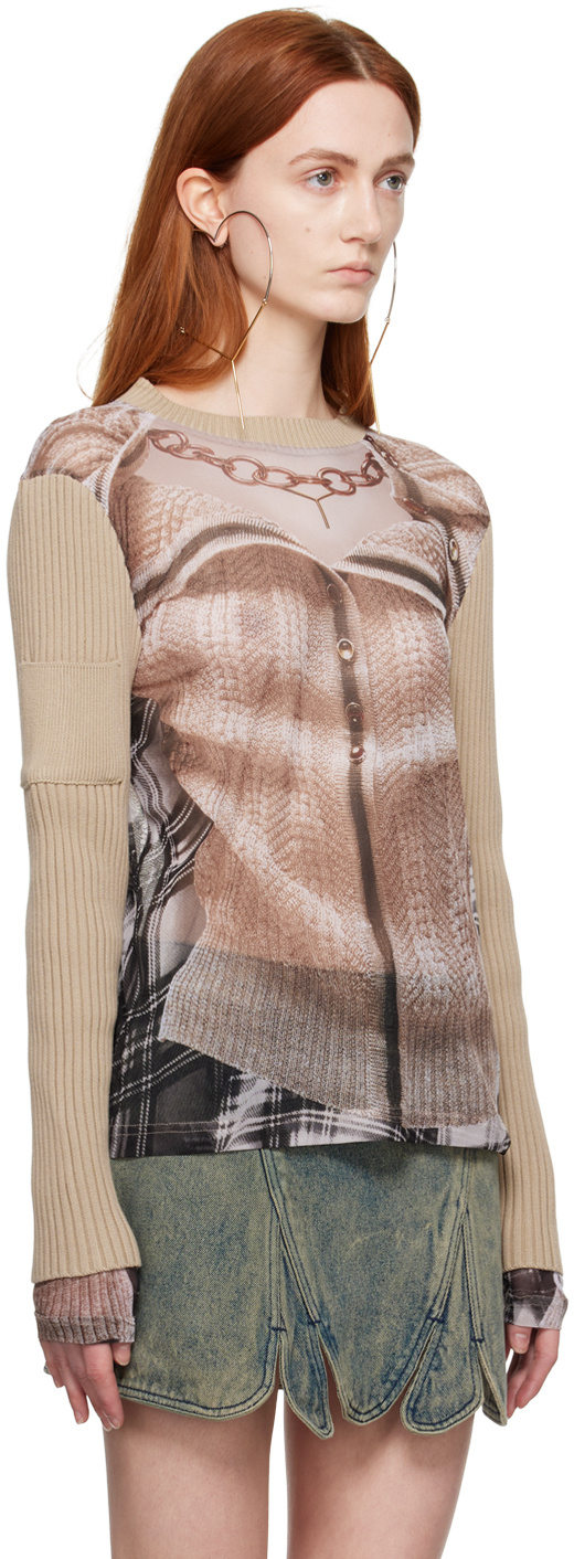 Y/project X Jean Paul Gaultier Trompe L'oeil Top In Nude