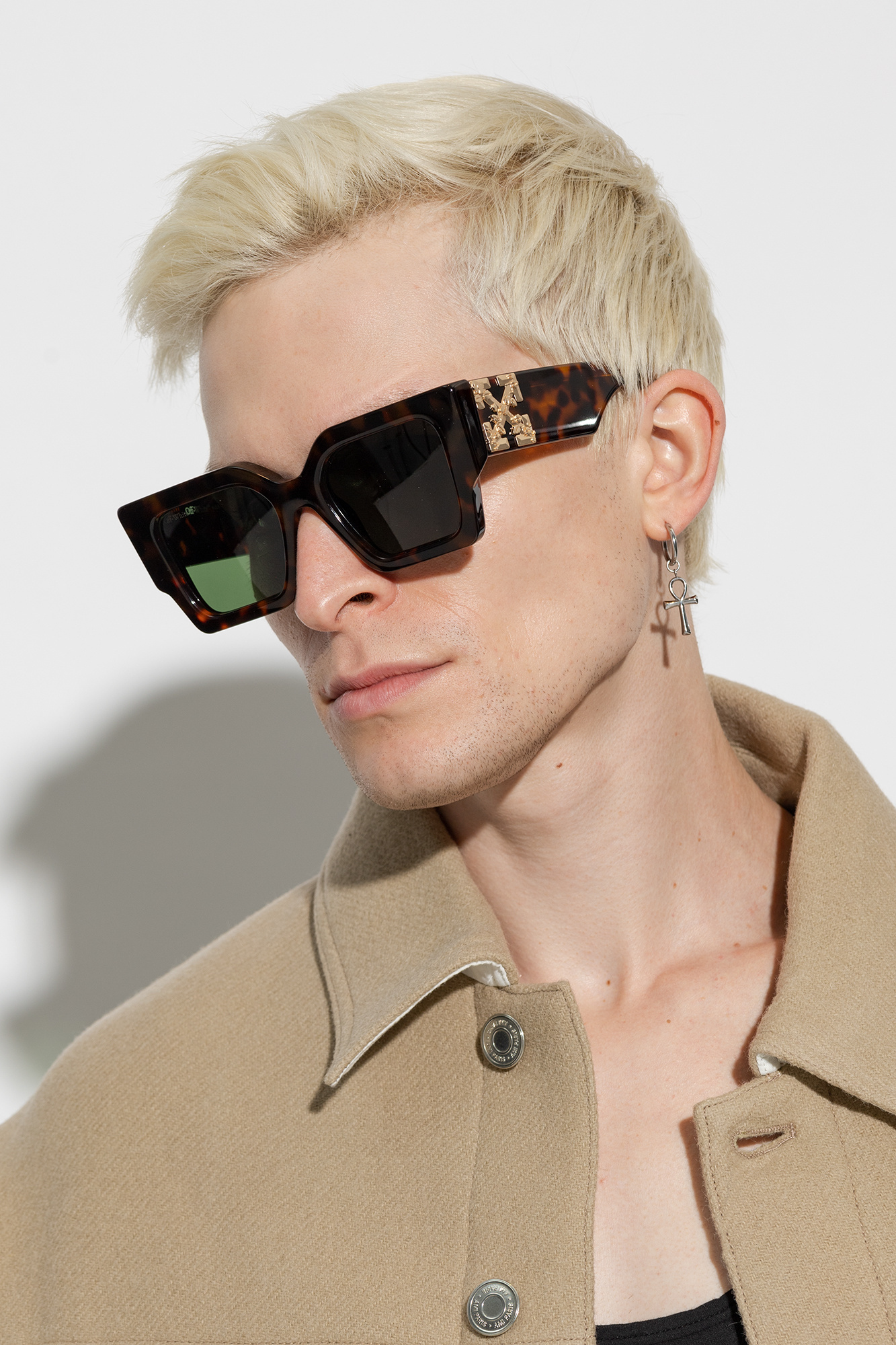 Off-white Square-frame Tortoiseshell-effect Sunglasses In Green