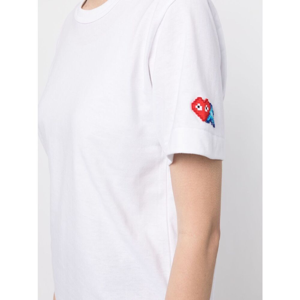 Comme Des Garçons Play Logo Patch Crewneck T-shirt In White