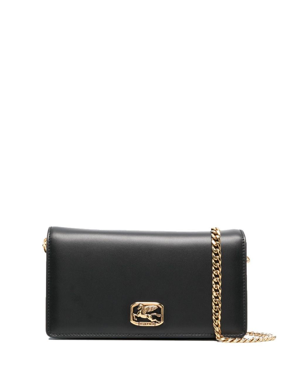 Etro Unicorn-logo Leather Crossbody Bag In Black