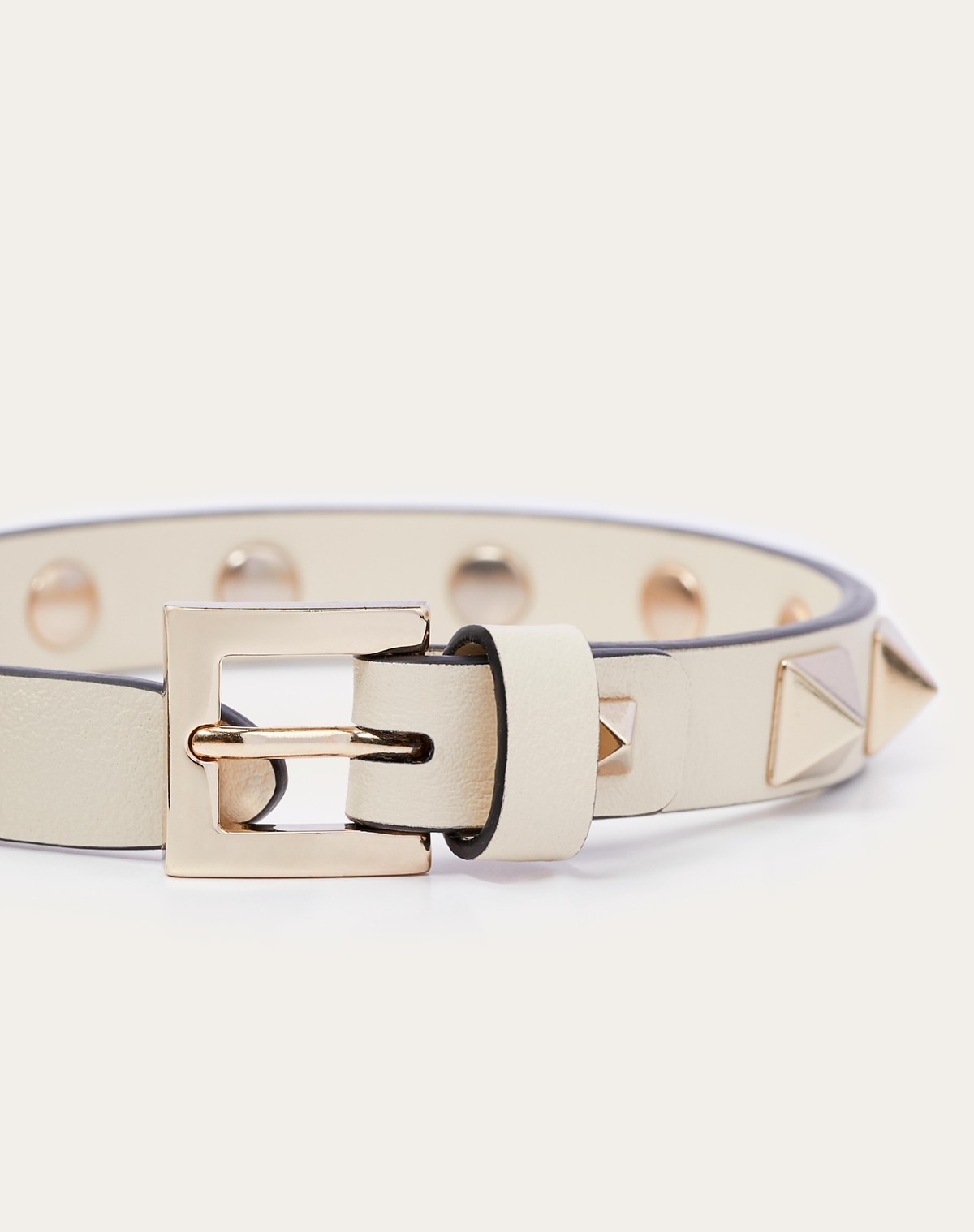 Valentino Garavani Rockstud Calfskin Double-strap Bracelet Woman Light Ivory Uni In White