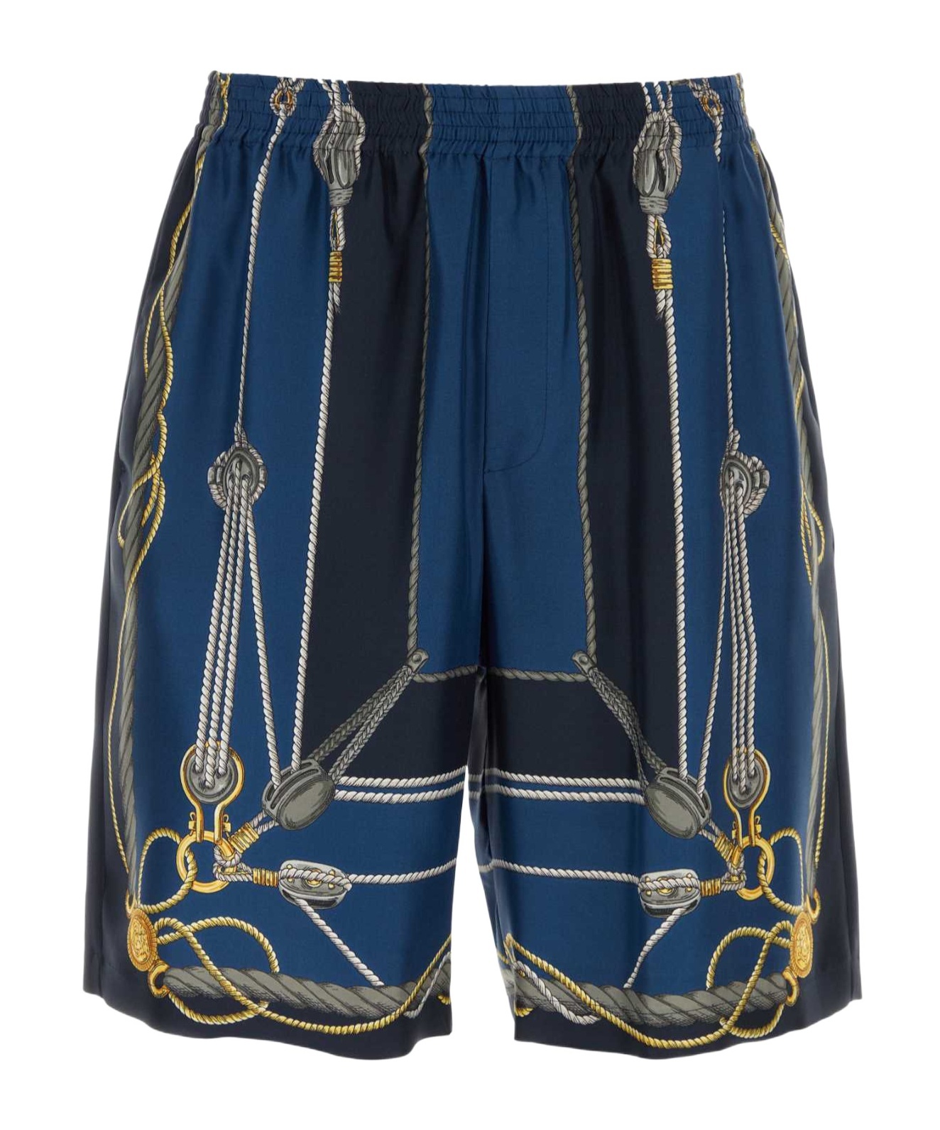 Versace Pattern-printed Elasticated Waistband Bermuda Shorts In Blue