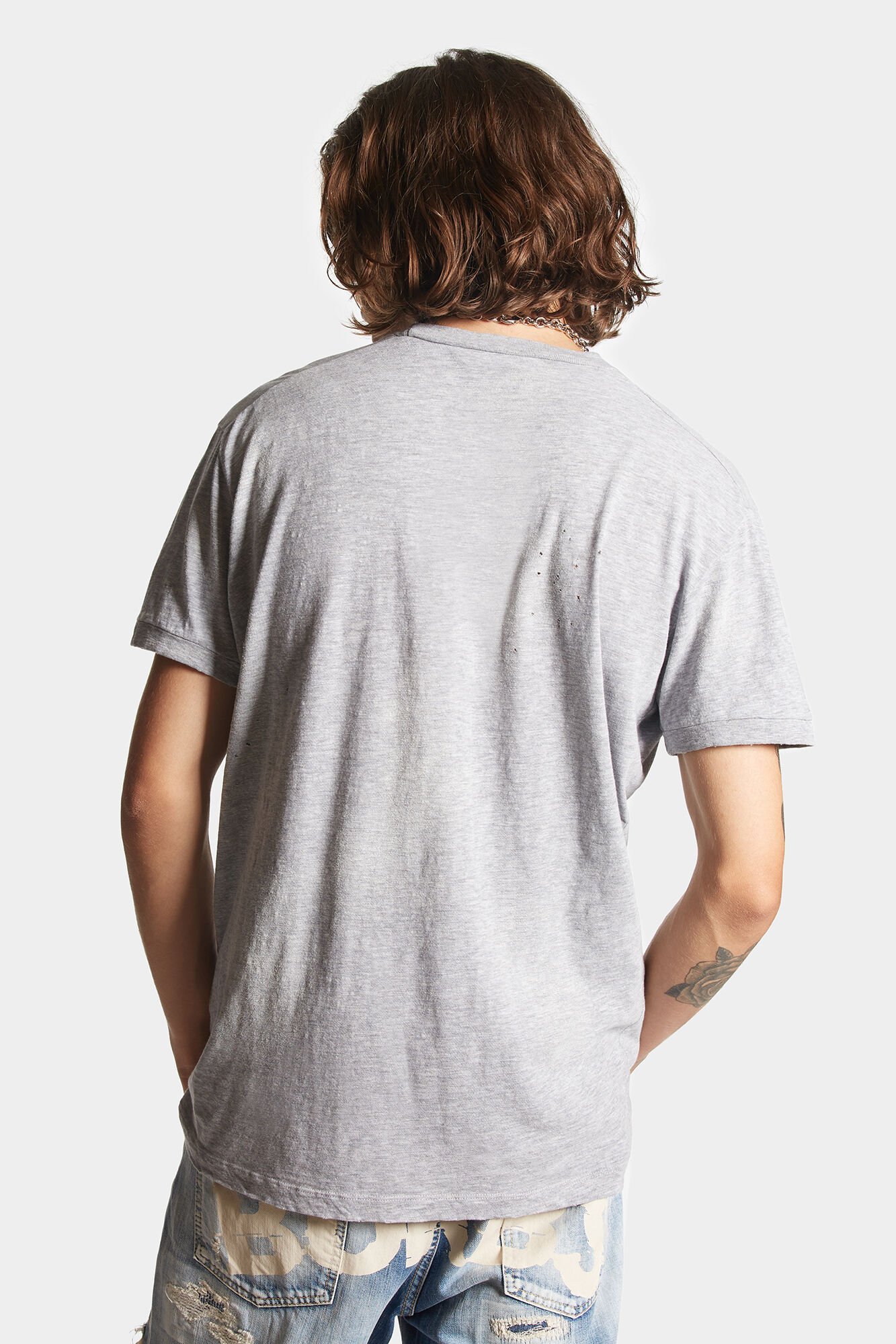 Dsquared2 Crew Neck Jersey T-shirt With Distressed Effect In Gray