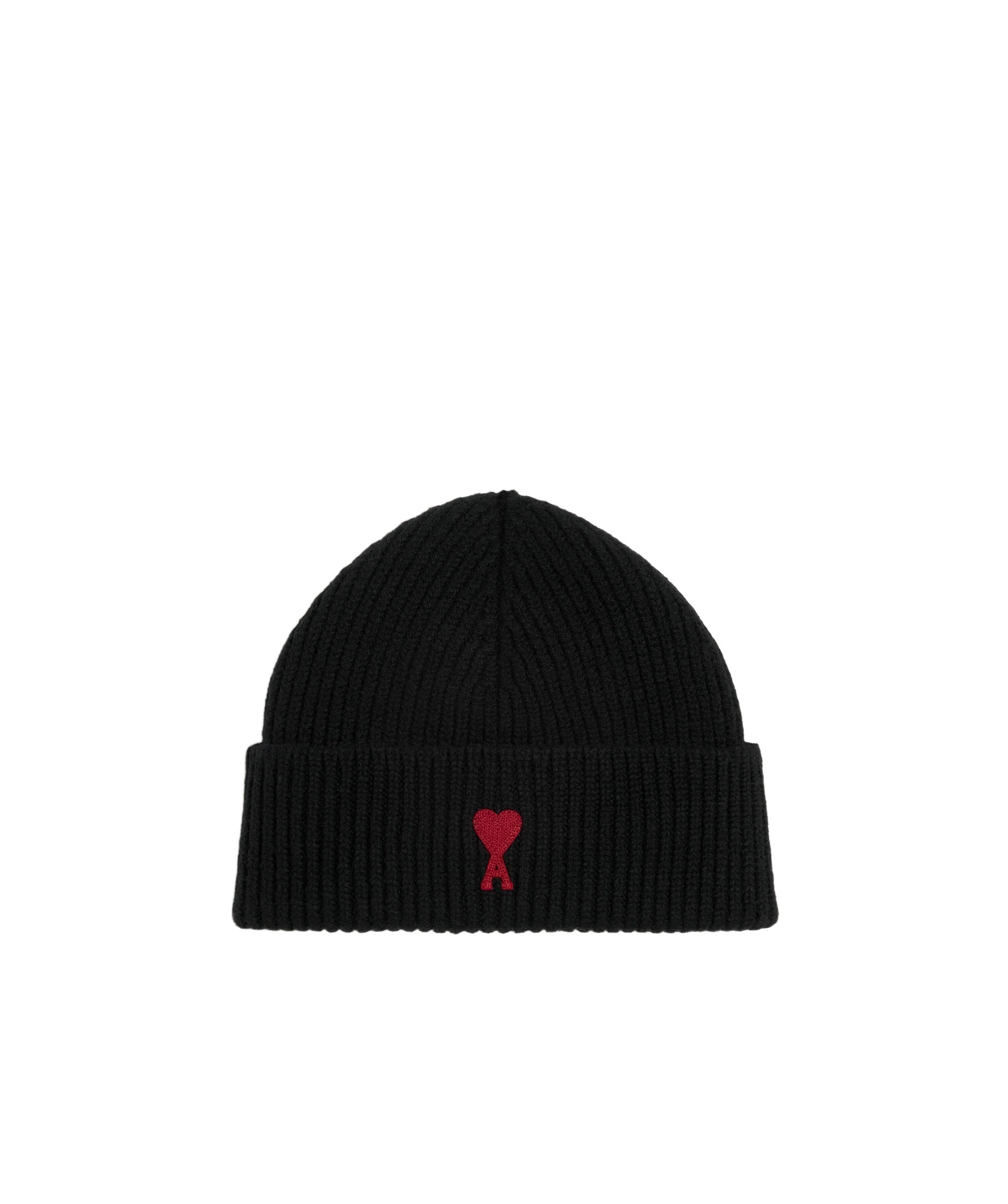 Ami Alexandre Mattiussi Ami Paris Logo Patch Knitted Beanie In Black