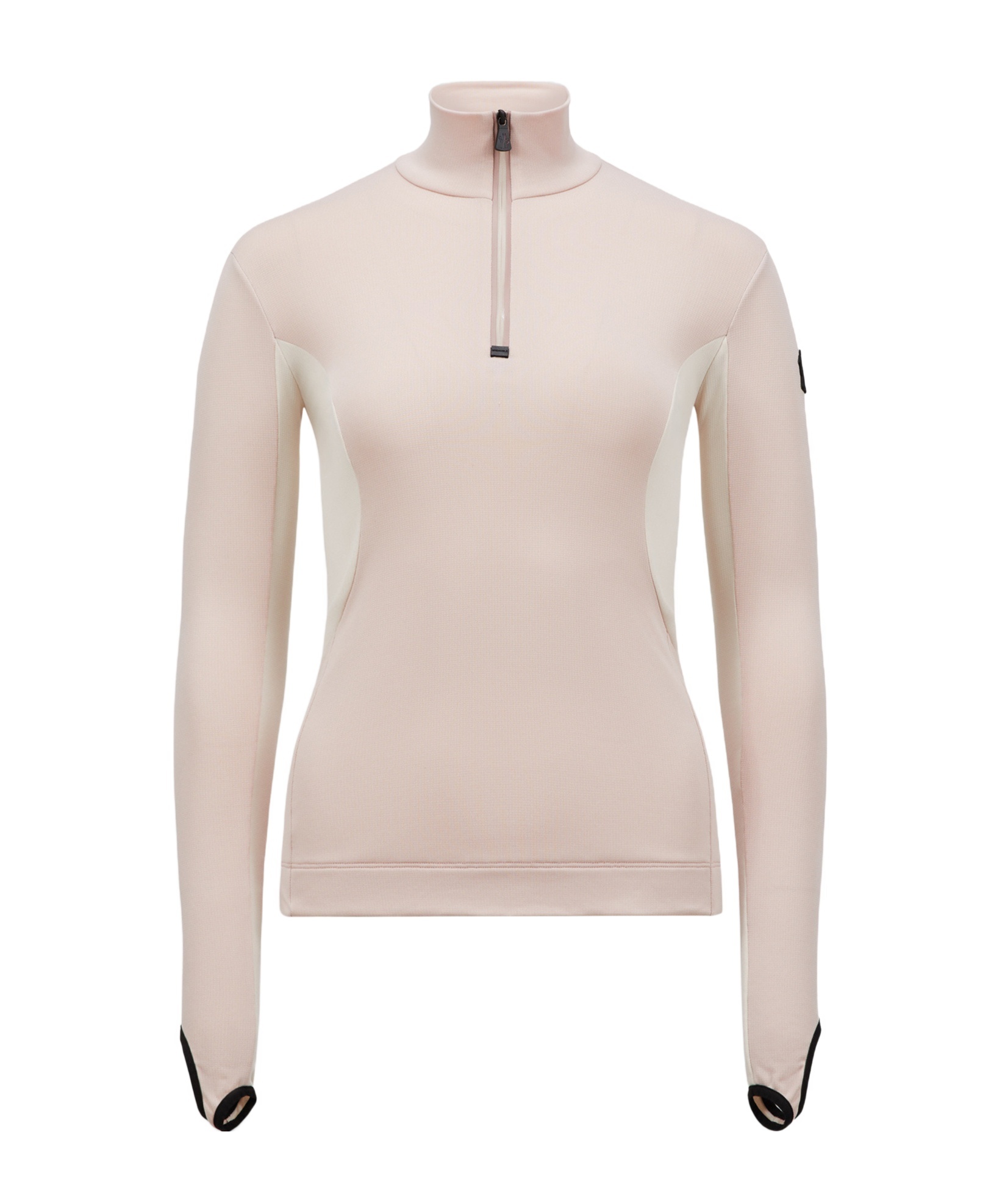 Moncler Grenoble Colorblock Long Sleeve Quarter Zip Ski Top In Pink