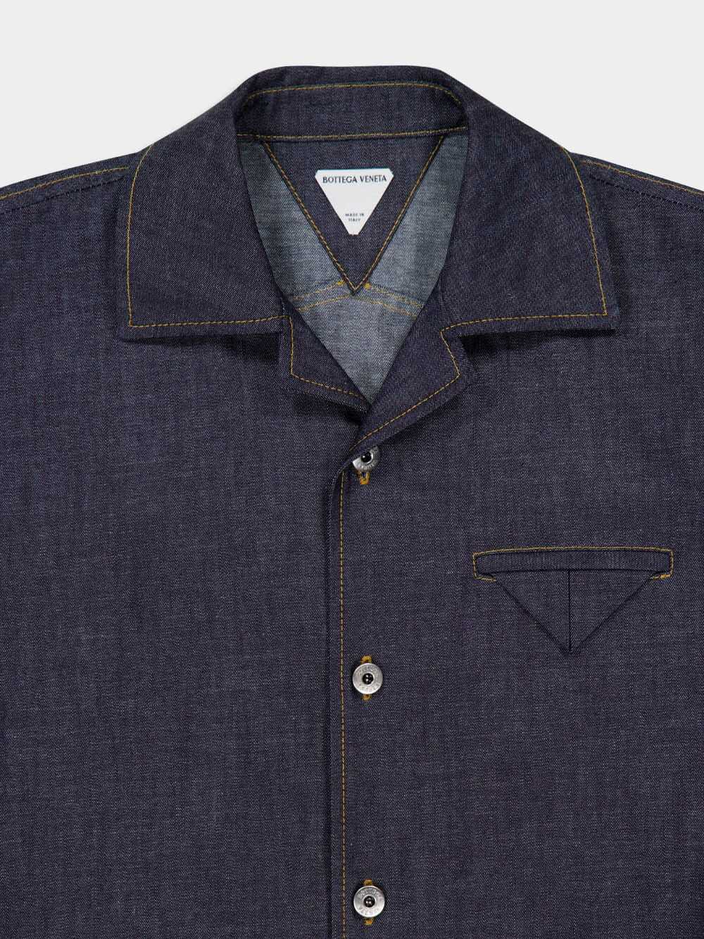 Bottega Veneta Rinsed Indigo Straight Denim Shirt In Blue