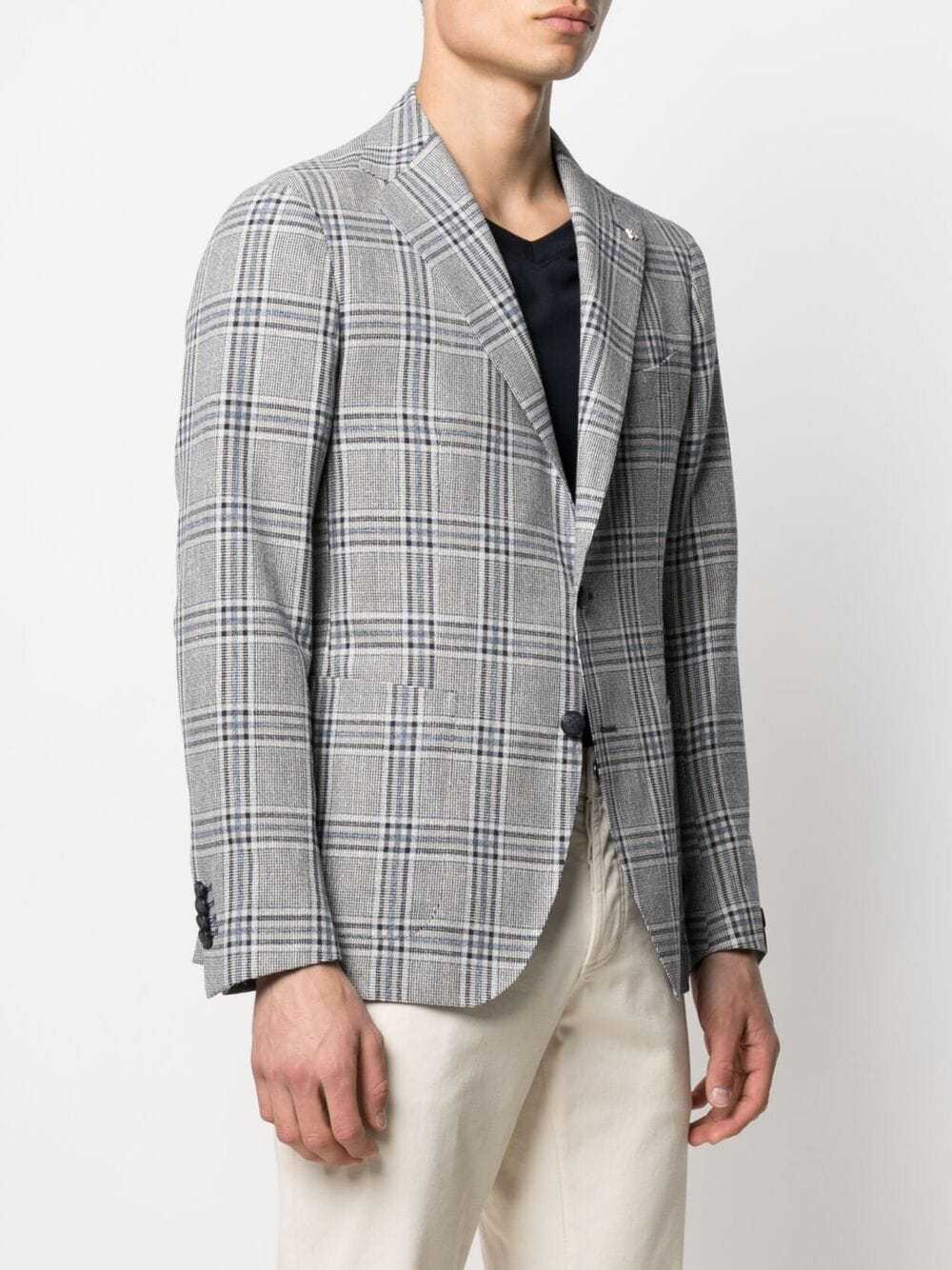 Tagliatore Checkered Single-breasted Suit Jacket In Gray
