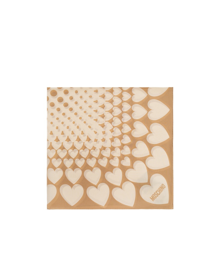Moschino Heart-print Silk Scarf In Nude