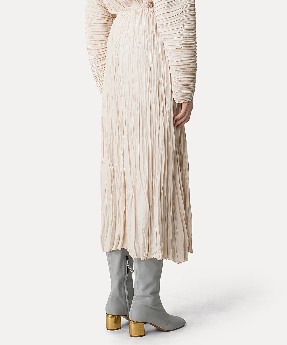 Shop Forte Forte Pleated Crepe Wrap Skirt In White