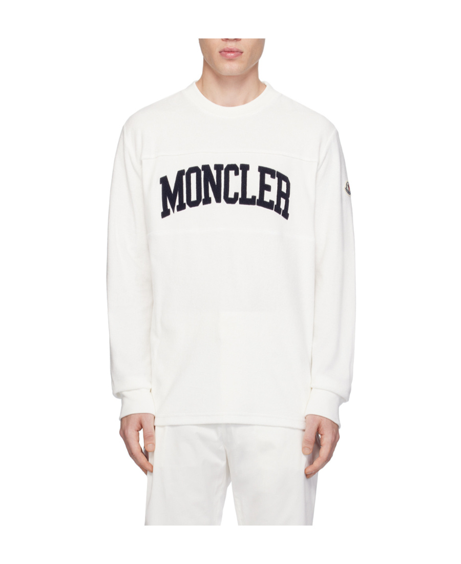 Moncler Logo-embroidered Cotton Sweatshirt In White