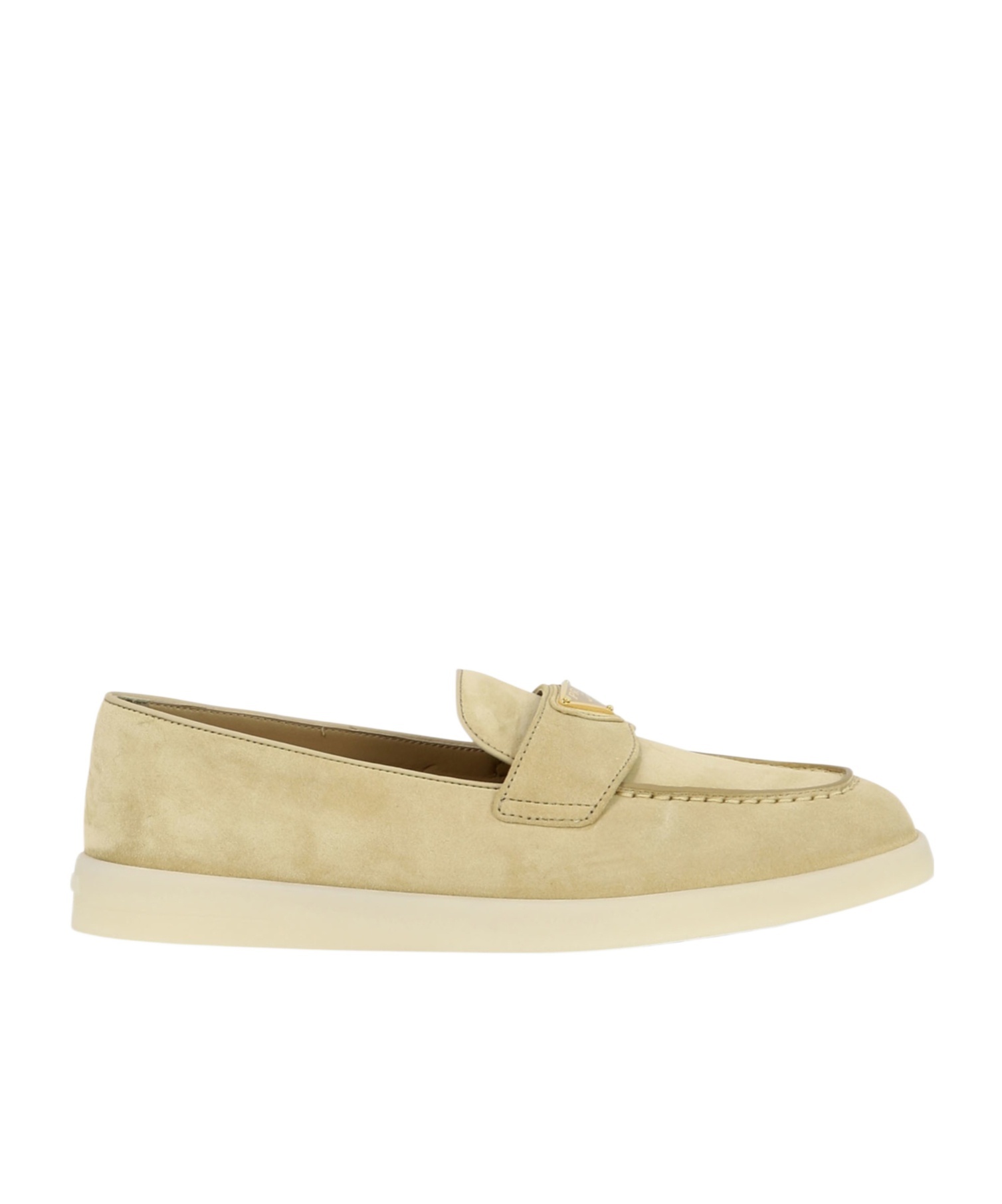 Prada Enamel-logo Loafers In Brown