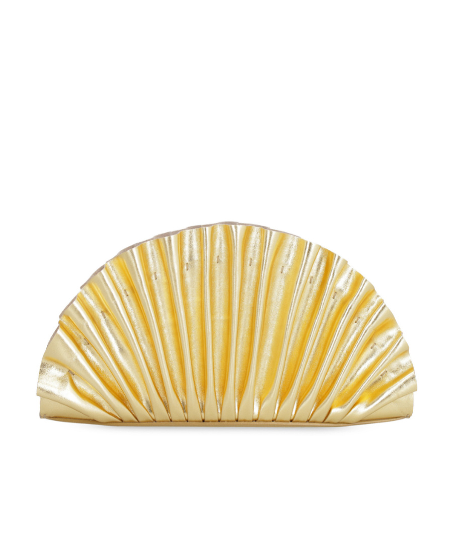Cult Gaia Nala Mini Clutch With Pleated Detailing In Gold