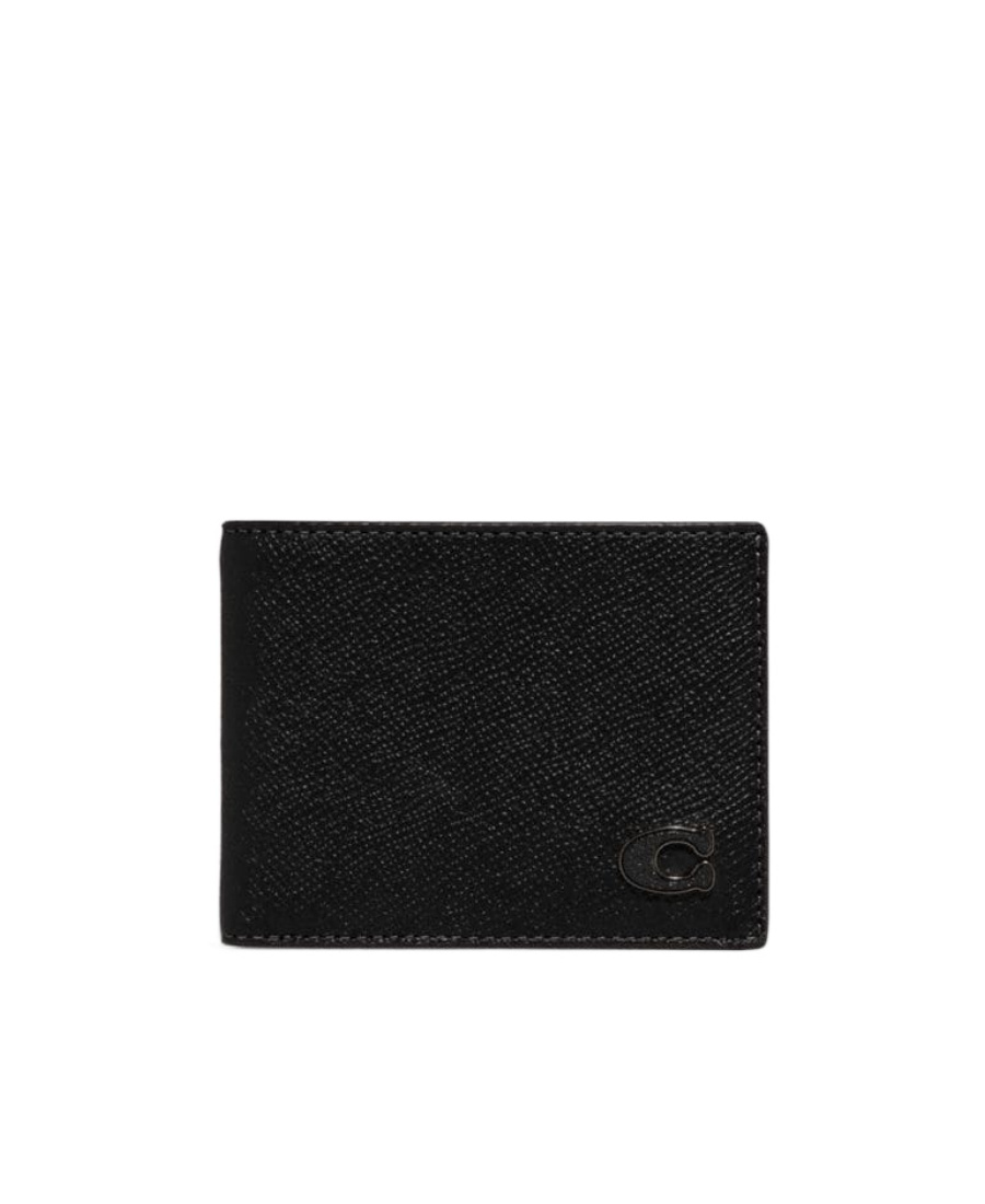 Coach Logo-plaque Bi-fold Wallet In Black