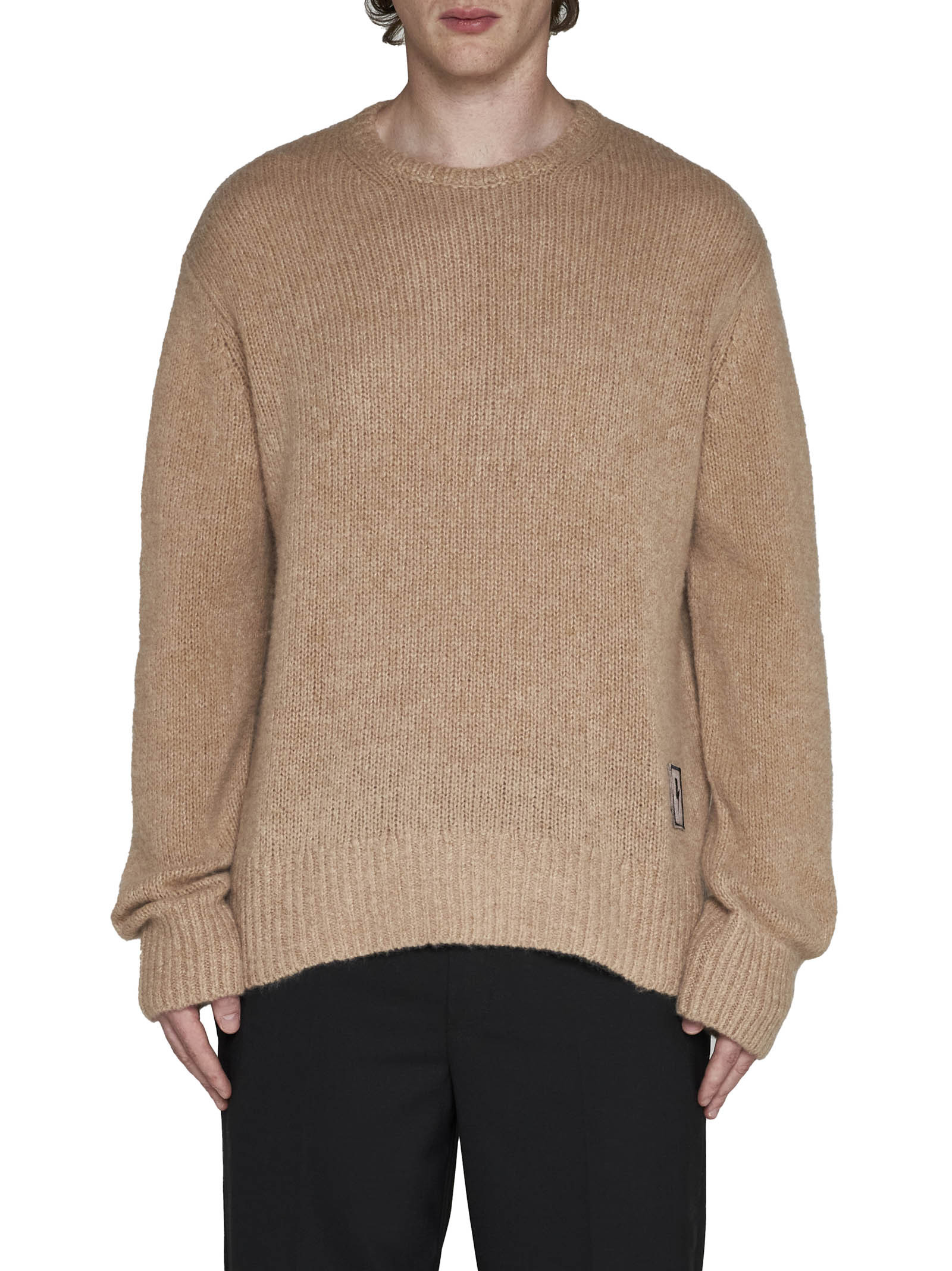 Neil Barrett Logo Patch Knitted Jumper In Nude