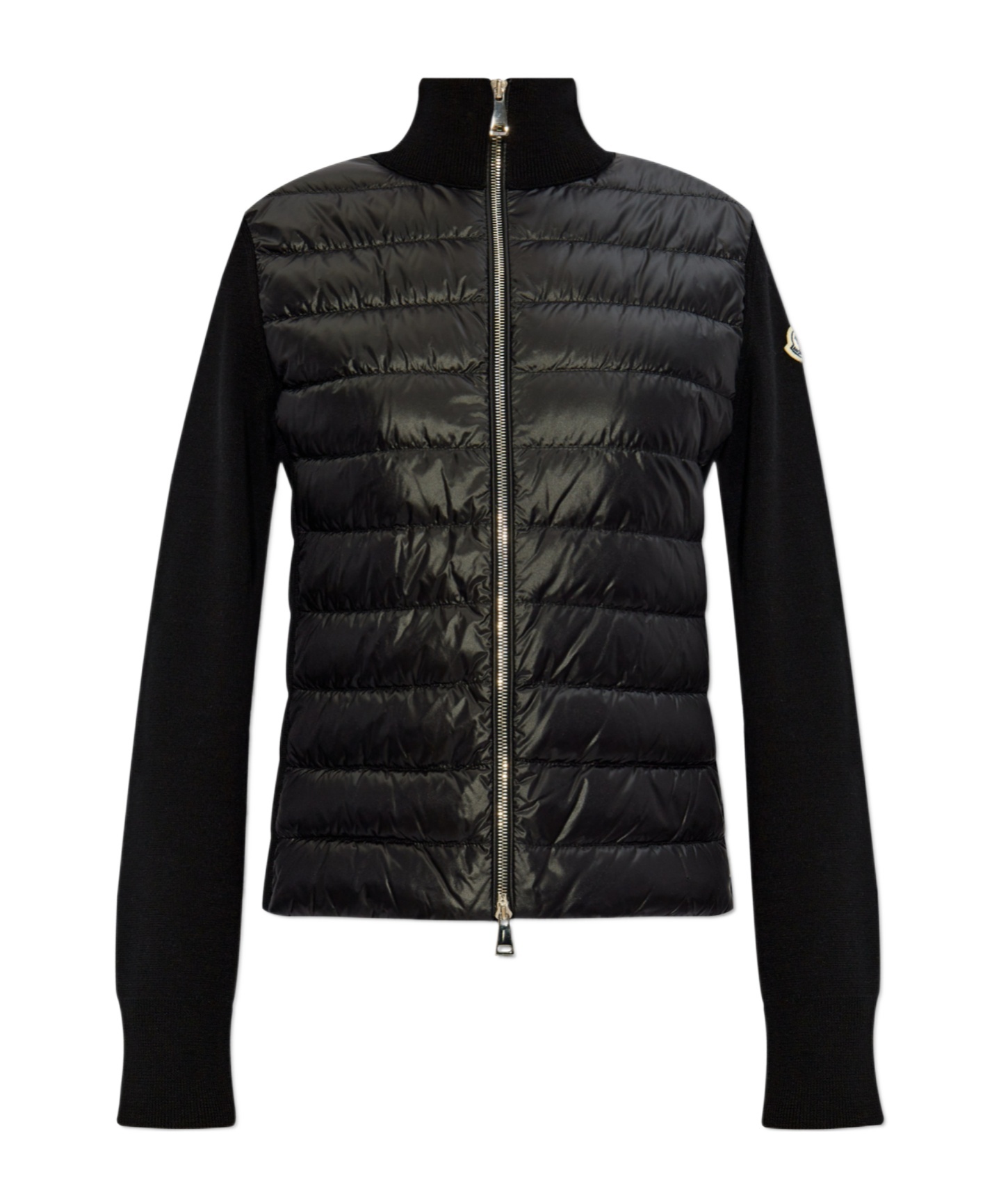 Moncler Padded Wool Cardigan In Black