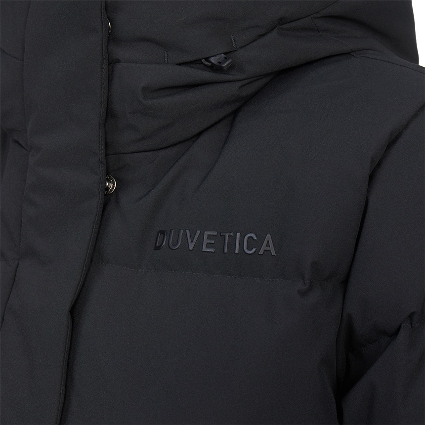 Duvetica Long-sleeved Hooded Down Jacket In Black