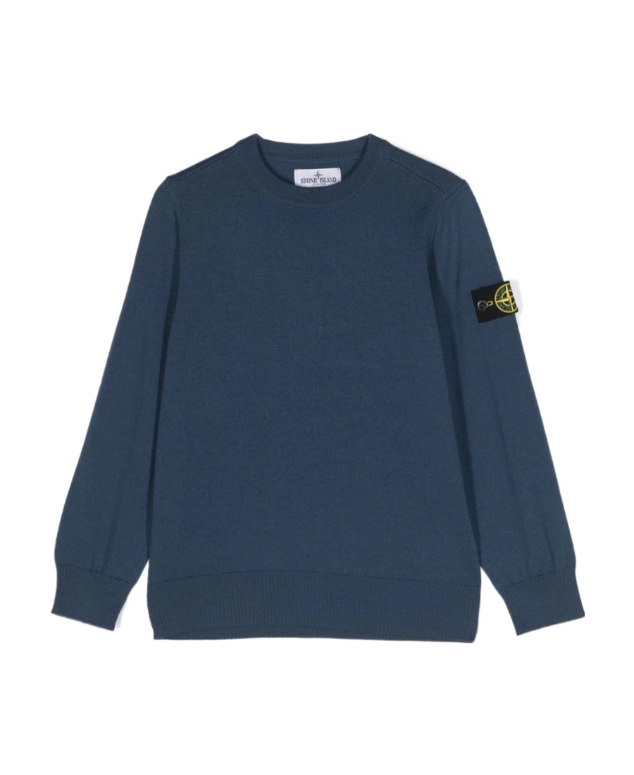 Stone Island Compass-badge Virgin-wool Jumper In Blue