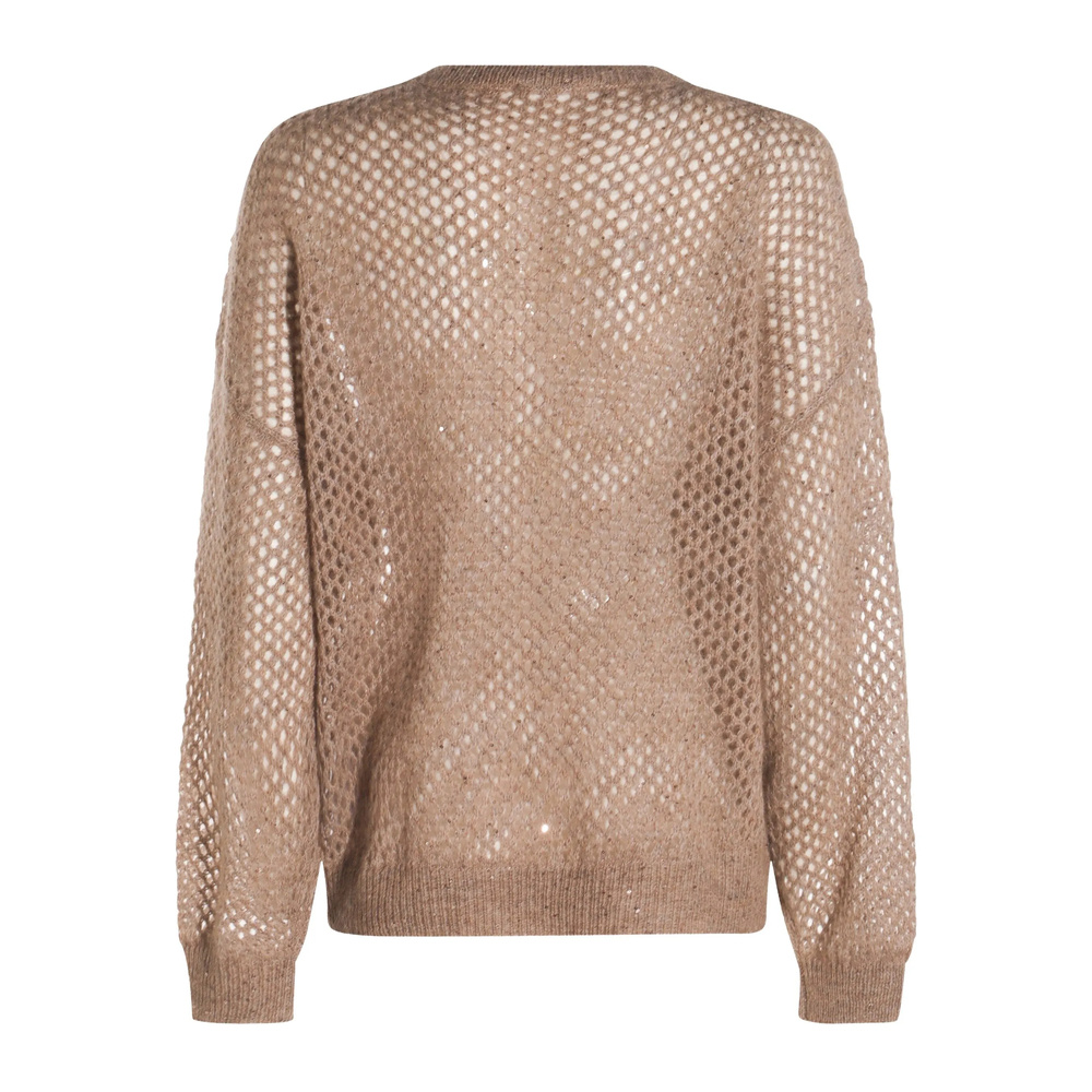 Brunello Cucinelli Rustic Dazzling Net Sweaters And Cardigans Beige