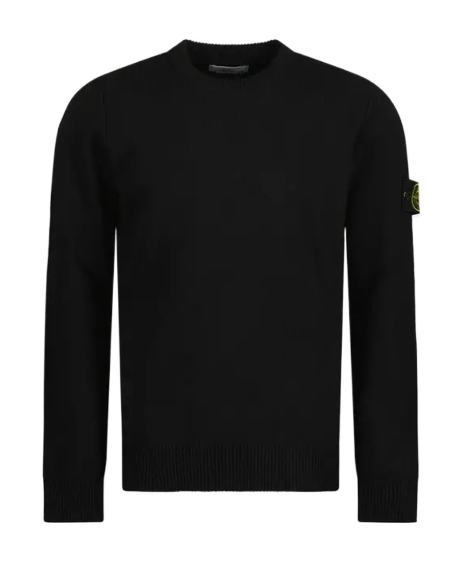 Shop Stone Island Logo Patch Crewneck Knitted Jumper In Black