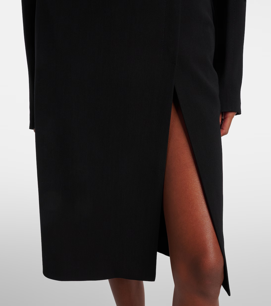 Mugler Slit Detail Midi Skirt In Black