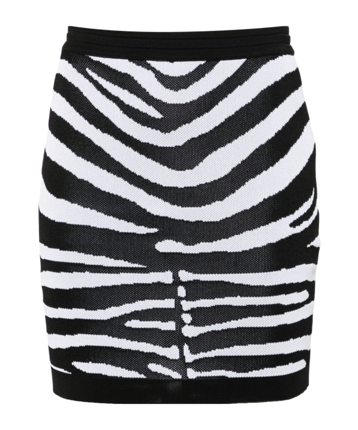 Balmain Zebra Print Mini Knit Skirt In Black