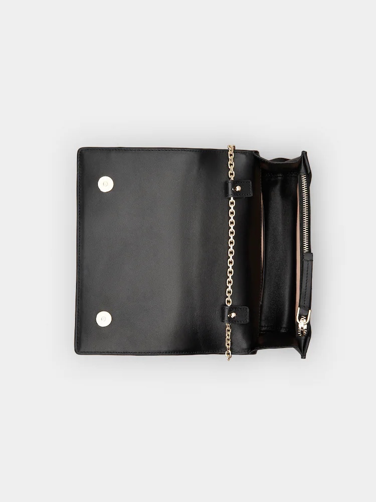 Roger Vivier Checked Foldover Top Clutch Bag In Black