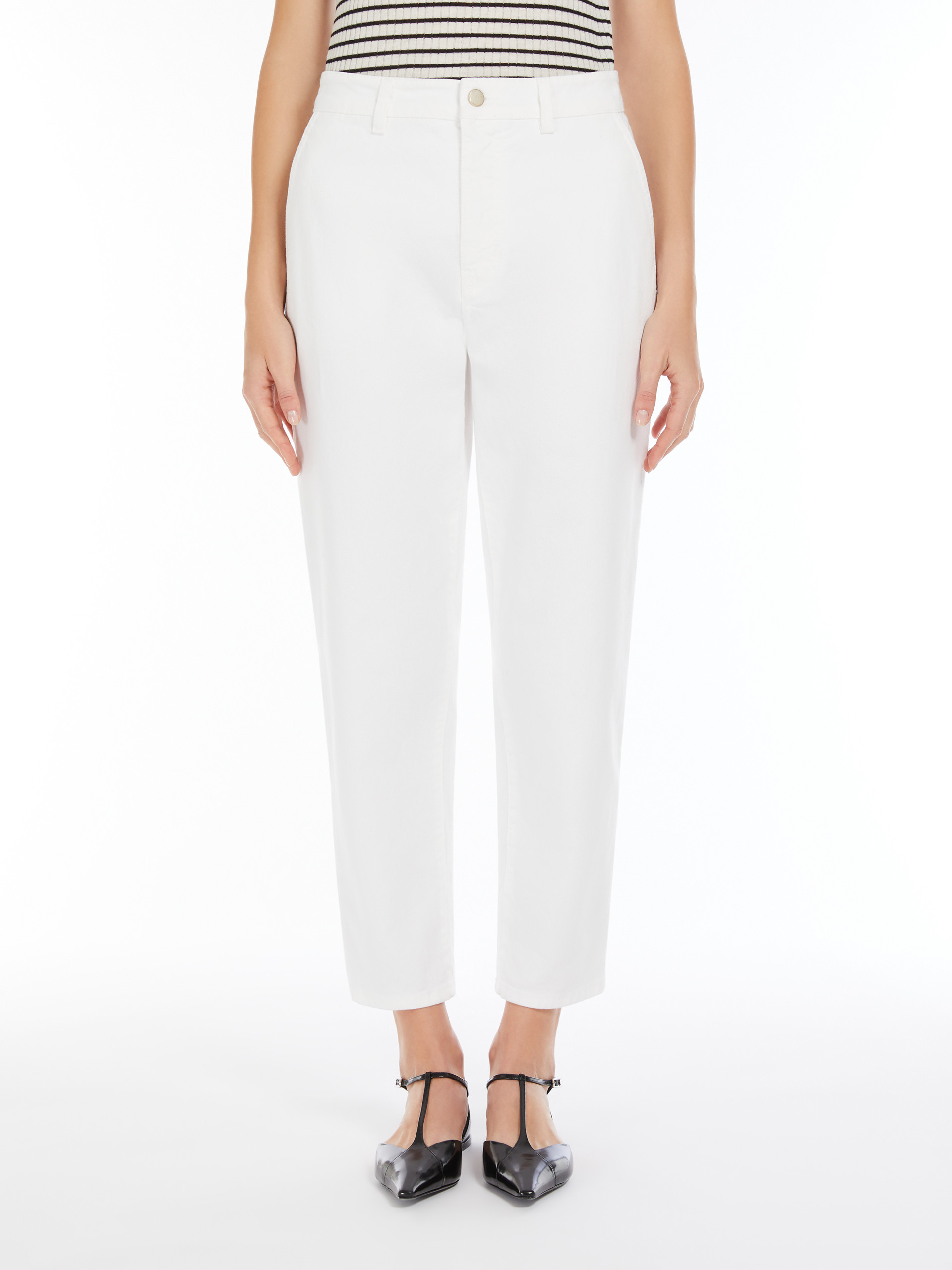 Max Mara Pantalón Pitillo De Algodón In White