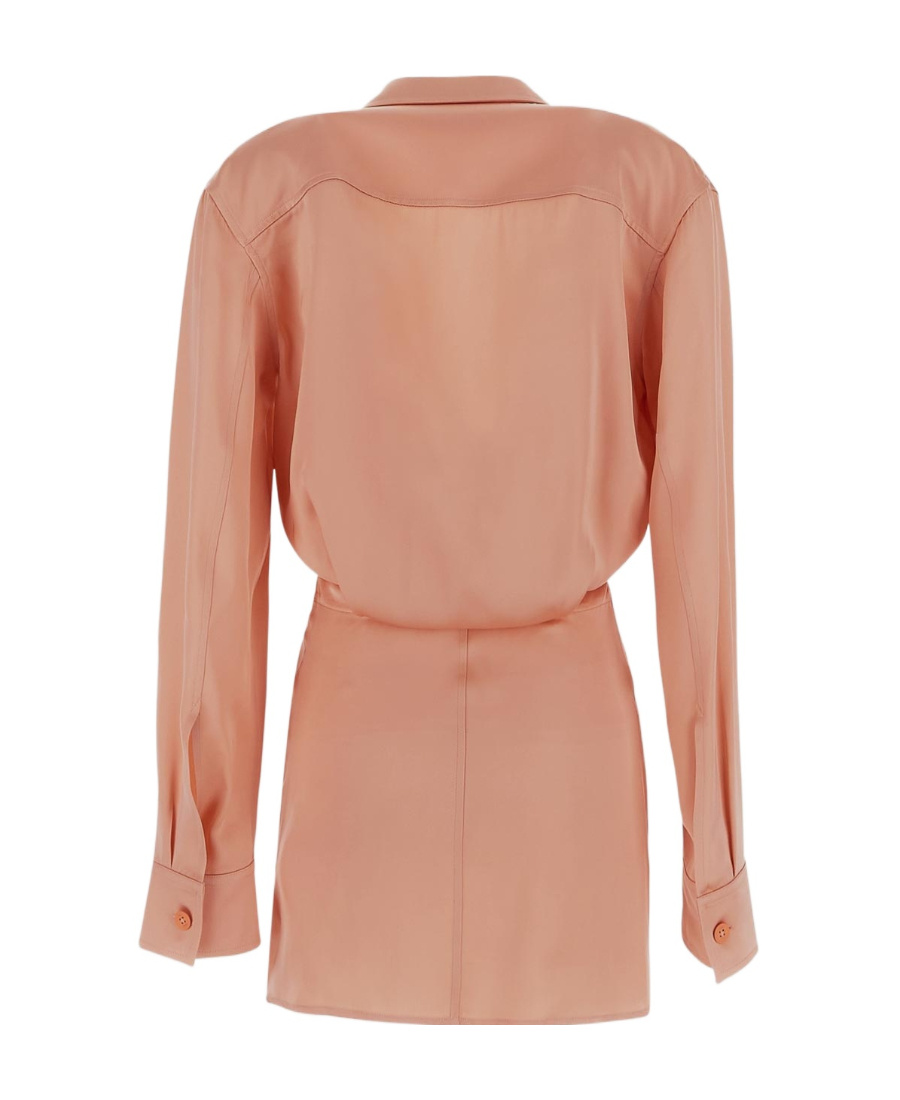 Off-white Off White Satin Mini Shirt Dress In Nude