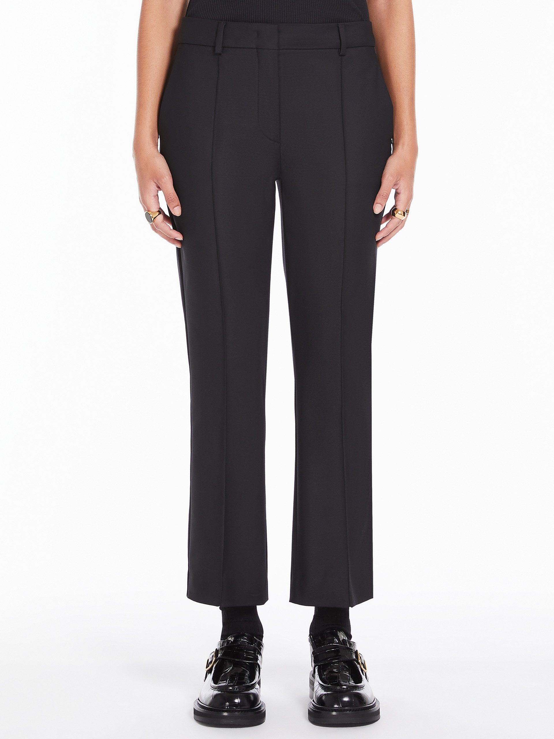 Sportmax Wool Trousers With High Waist And Zipped Slits In Black