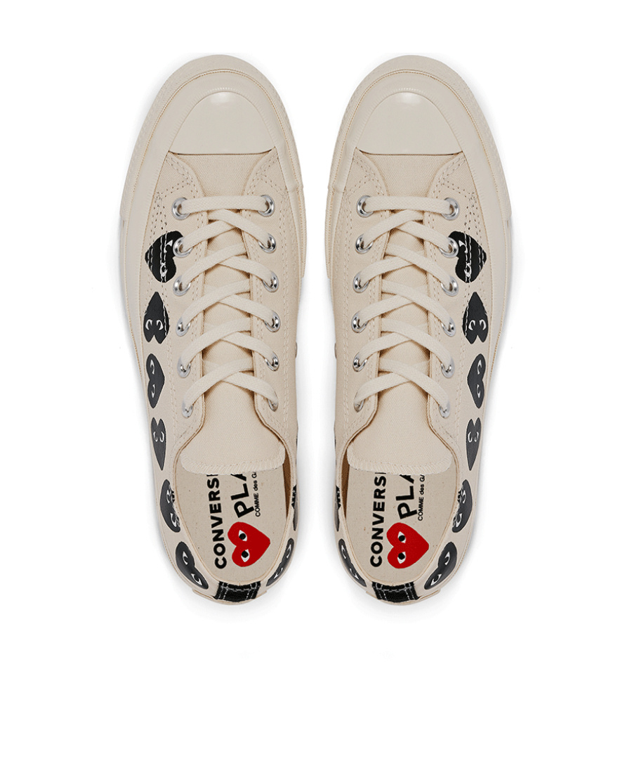 Comme Des Garçons Play X Converse Multi Hearts-print Low-top Sneakers In Nude