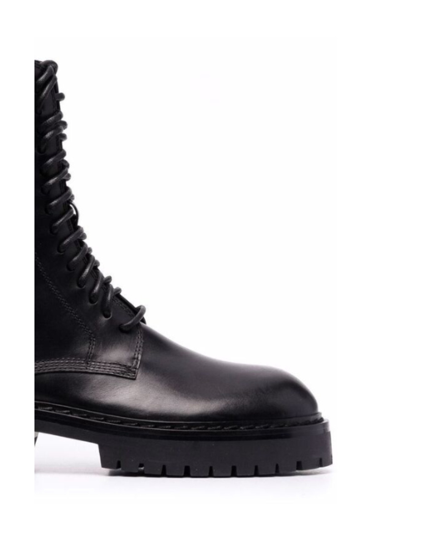 Ann Demeulemeester Leather Combat Boots In Black