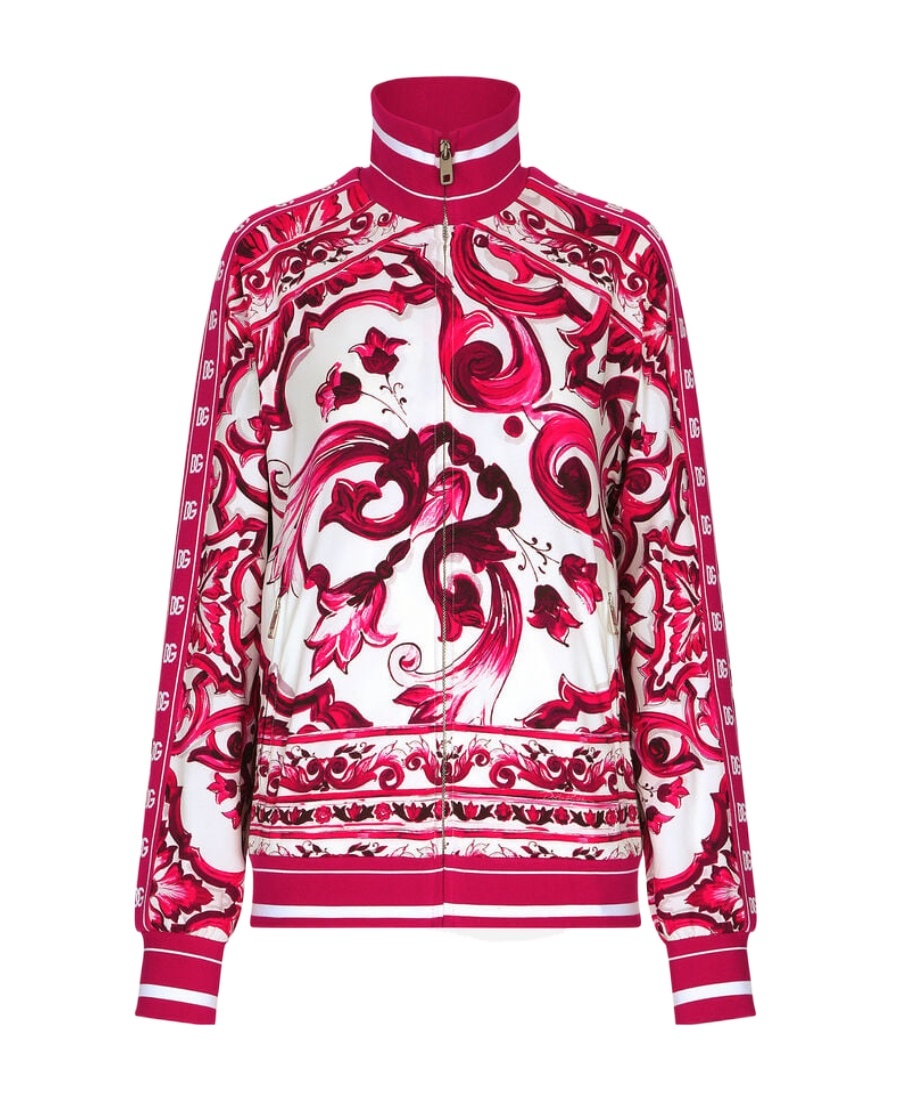 Dolce & Gabbana Majolica-print Bomber Jacket In Red