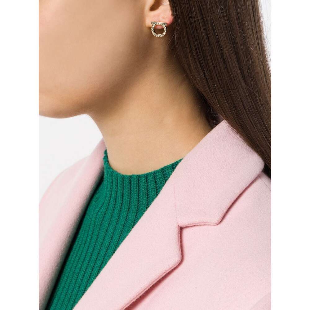 Ferragamo Salvatore  Gancini Crystals Earrings - L Accessories In Yellow