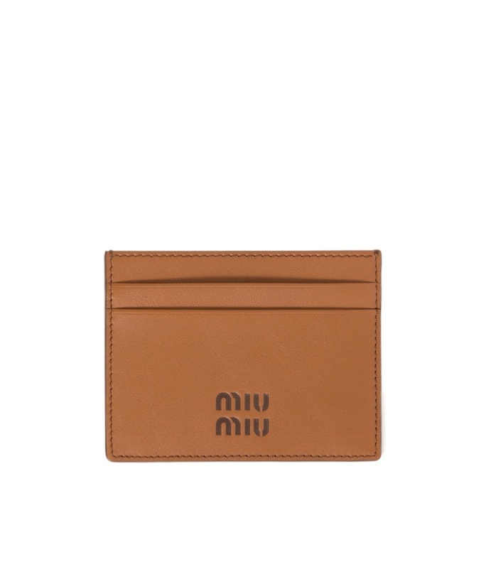 Miu Miu Logo Card Holder In Brown