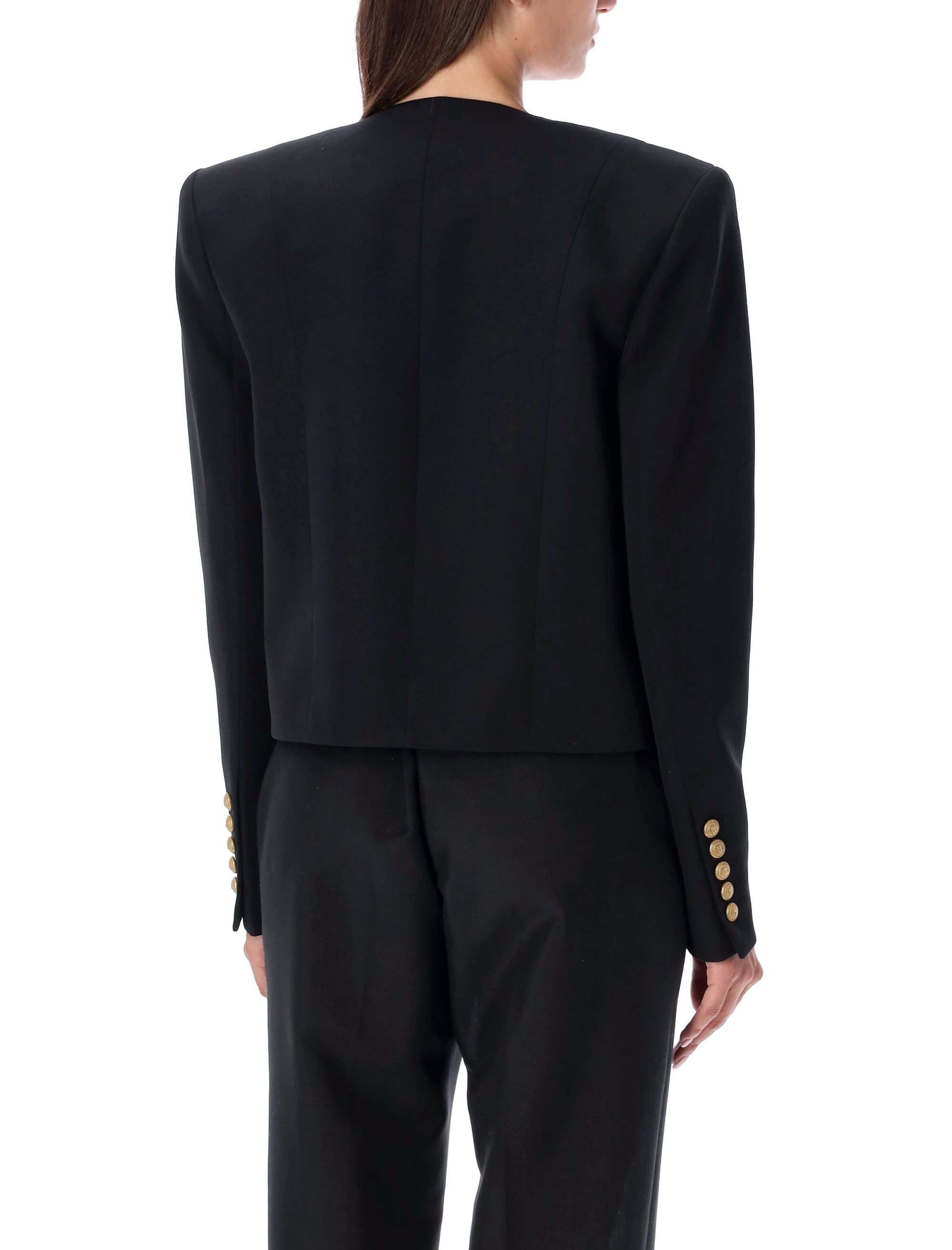 Balmain Cotton-blend Fitted Jacket In Black