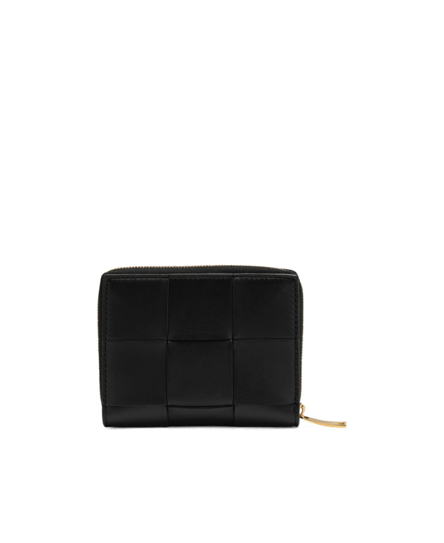 Bottega Veneta Checkered Zipper Purse In Black