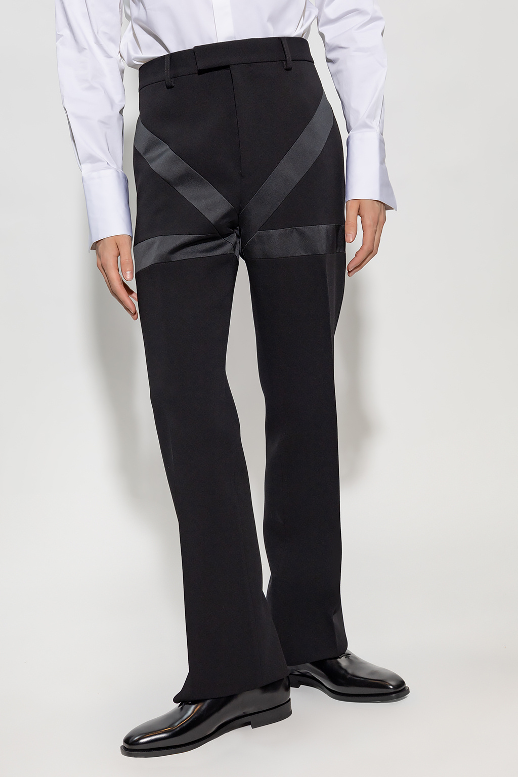 Ferragamo Inlay Tailored Trousers In Black