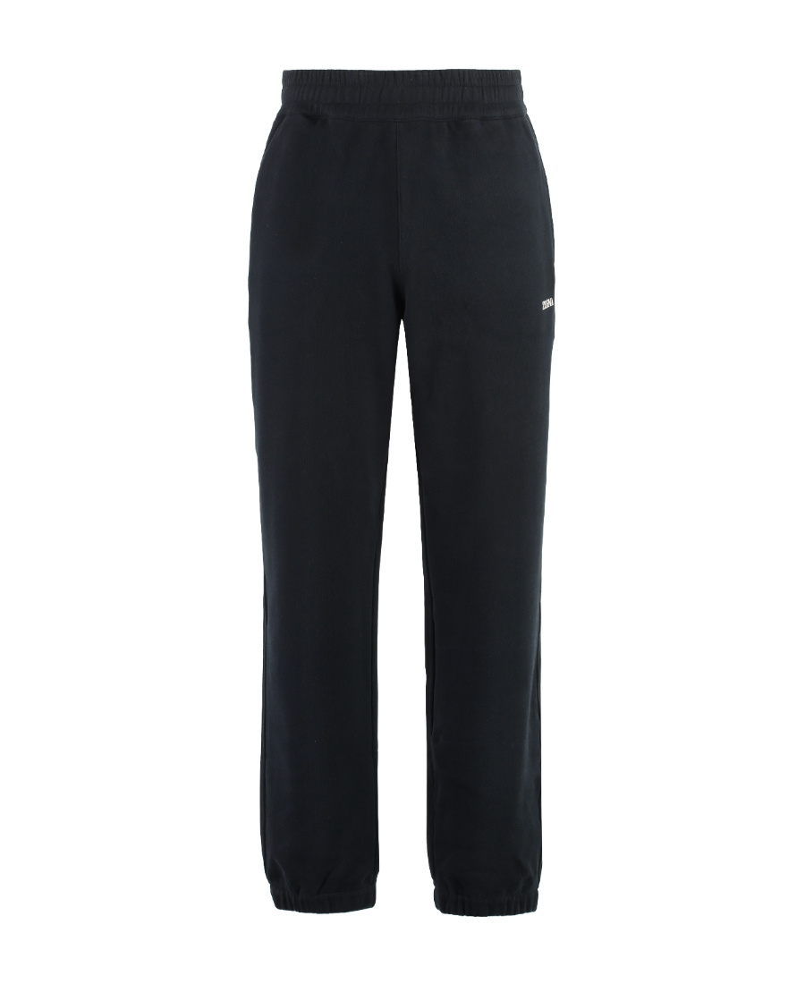 Zegna Cotton Track-pants With Elasticated Ankle Cuffs In Blue