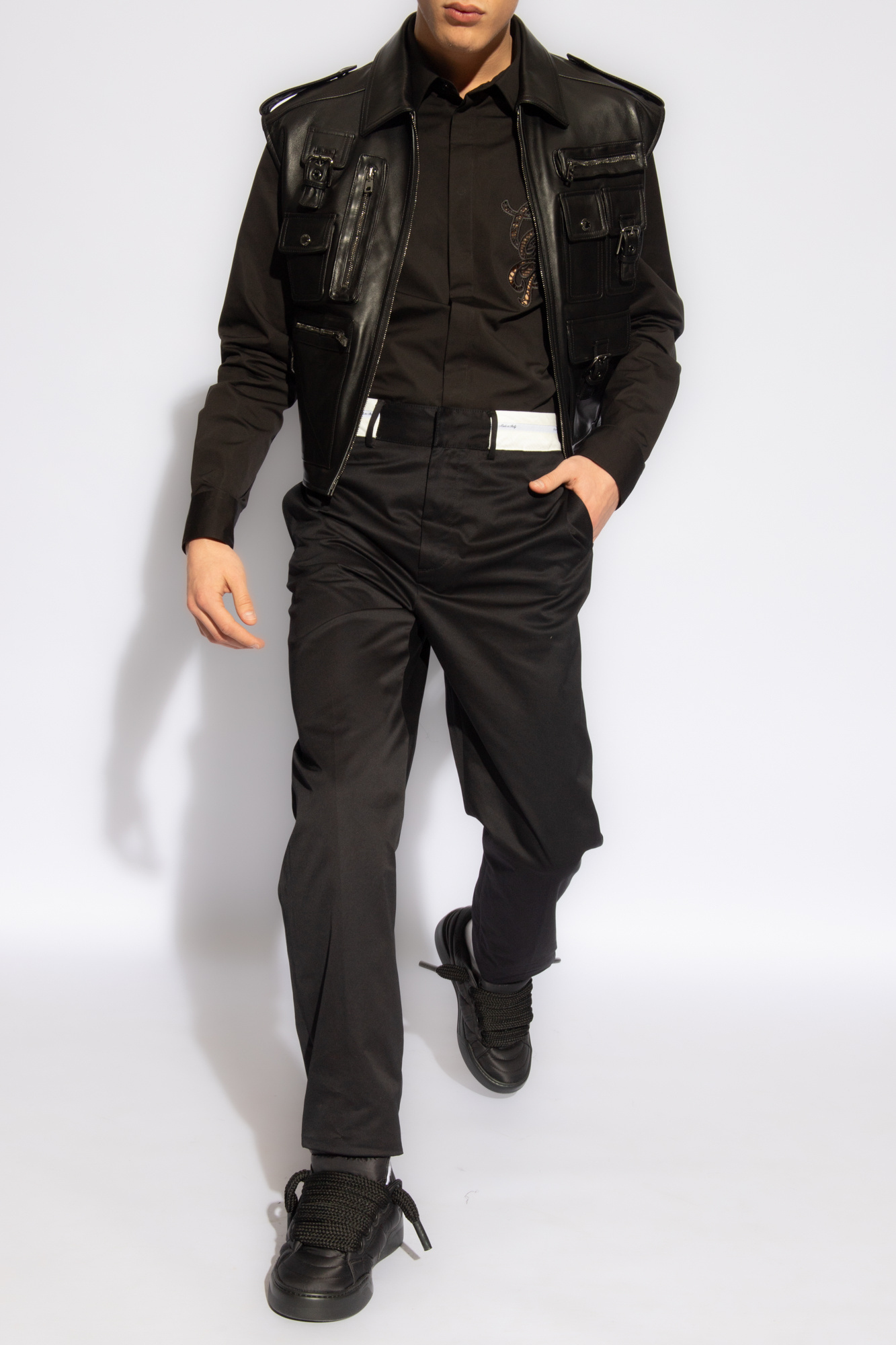Off-white Logo-embroidered Shirt In Black
