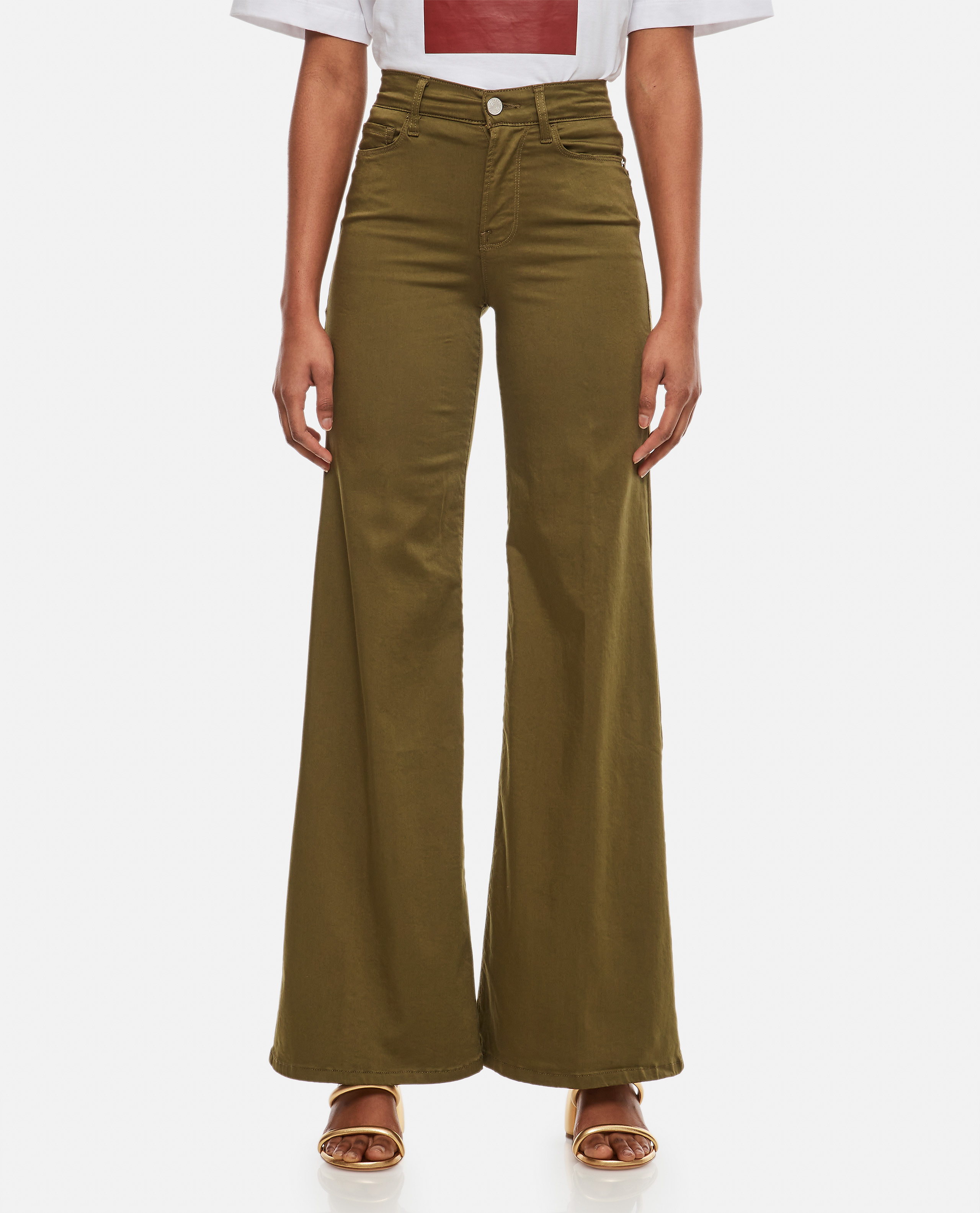 Shop Frame Le Pixie Palazzo Wide-leg Jeans In Green
