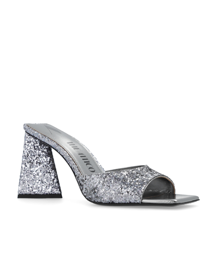 Attico Mini Devon 85mm Glittered Sandals In Gray