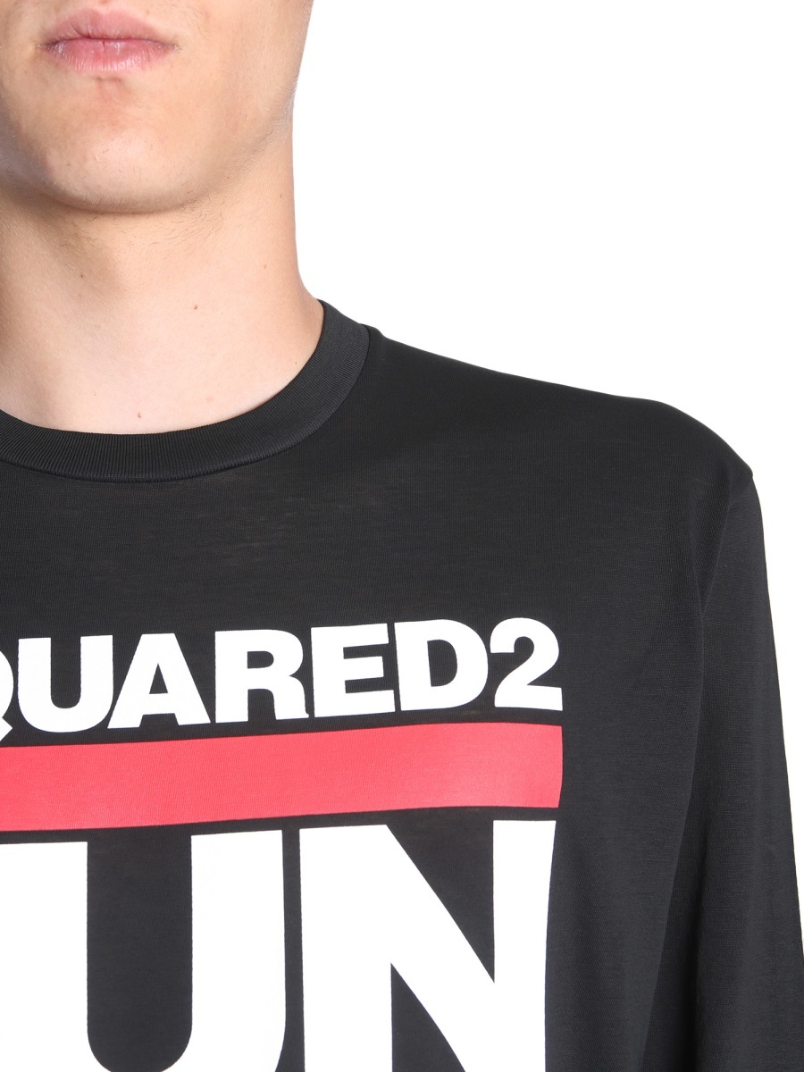 Dsquared2 Run Dan Printed T-shirt In Black