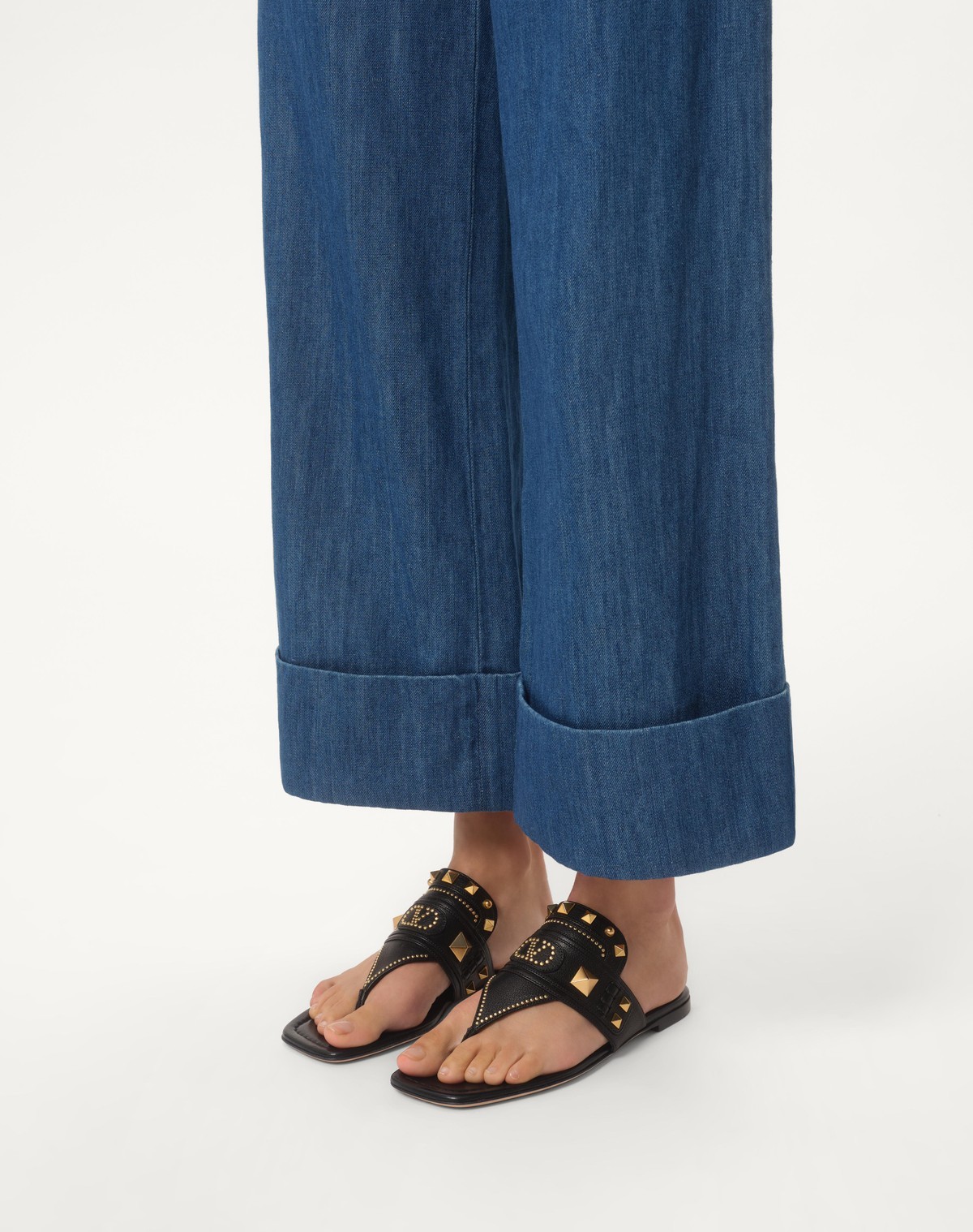 Shop Valentino Plaster Caster Buffalo Thong Sandal In Black