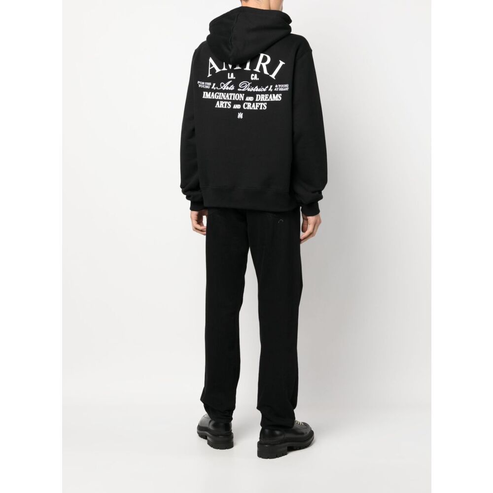 Amiri Logo Printed Long Sleeved Hoodie In Black